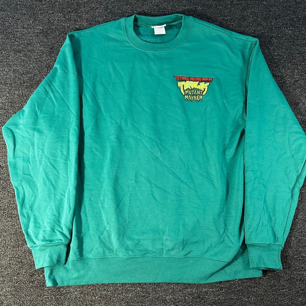 Champion TMNT Mutant Mayhem Sweatshirt Mens 2XL Green Excellent Embroidered Logo